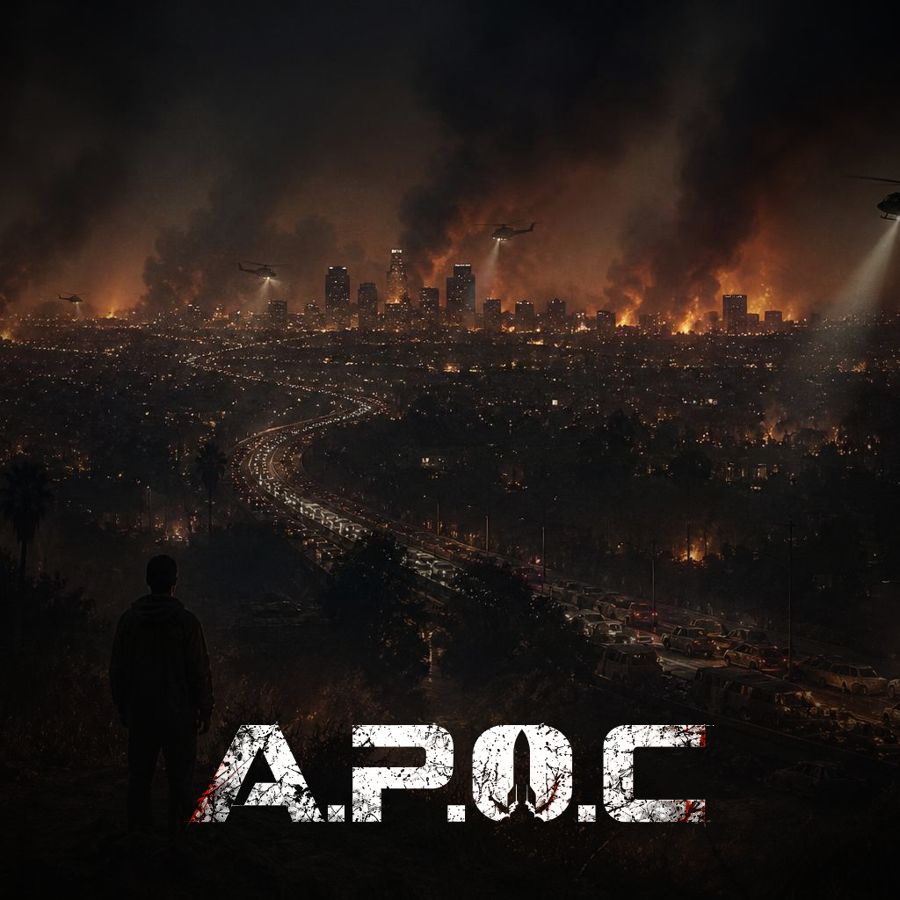 The freeway out of Los Santos jammed as the city burns